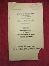 1984 Railway BR Exeter Central Stage 1 Track Layout Signalling Diagram rf42 for sale  WATERLOOVILLE