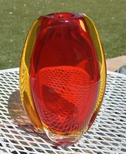 Jarrón de vidrio vintage Murano Summerso rojo amarillo 8,25" de alto segunda mano  Embacar hacia Argentina