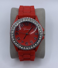 Reloj de pulsera de cuarzo digital analógico analógico digital de silicona roja para mujer Geneva, usado segunda mano  Embacar hacia Argentina