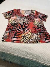 Peter Nygard mostly pinks animal print top, fluid knit, xl for sale  Shipping to South Africa