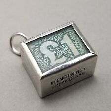 Berloque vintage prata esterlina em vidro de quebra de emergência nota de uma libra - 2,6 g comprar usado  Enviando para Brazil