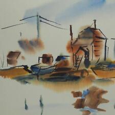 Barcos de pesca de pintura em aquarela vintage por volta de 1959-1960 comprar usado  Enviando para Brazil