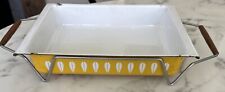 CATHERINEHOLM YELLOW LOTUS ENAMELWARE BAKING PAN ON STAND W/ HANDLES NORWAY USED for sale  Shipping to South Africa
