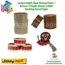 LONG LENGTH TAPE STRONG CLEAR / BROWN / FRAGILE 48mm x 66M PACKING PARCEL TAPE for sale  Shipping to South Africa