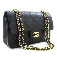 Bolsa de ombro m31 CHANEL autêntica clássica aba dupla 9" corrente pele de cordeiro preta comprar usado  Enviando para Brazil