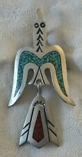 Vintage Tommy Singer Silver, Turquoise, Coral Peyote Bird Pin / Pendant for sale  Shipping to South Africa