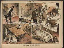 Móveis econômicos baratos vida moderna humor desenho animado 1886 impressão litográfica colorida, usado comprar usado  Enviando para Brazil