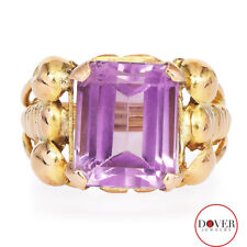 Used, Estate 4.50cts Amethyst 14K Yellow Gold Emerald Cut Grooved Ring NR for sale  Shipping to Canada