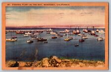 Frota de pesca na Baía Monterey na Califórnia California Barcos c1940s cartão postal Vintage comprar usado  Enviando para Brazil