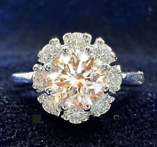 2.01+Ct Vvs1:.Golden Brown White Round Moissanite Diamond Ring 925 Silver for sale  Shipping to South Africa