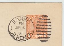 Tarjeta postal estacionaria Banff Alberta con cancelación dúplex en Webbs P92 alrededor de 1931 segunda mano  Embacar hacia Argentina