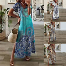 Maxi Vestido Soltero Talla Grande Mujer Verano Damas Fiesta Boho Playa Largo segunda mano  Embacar hacia Mexico