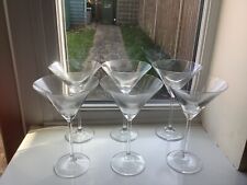 Vintage Set Of 6 Clear Glass Thin Elegant Stemmed Martini/Cocktail Glasses, used for sale  Shipping to South Africa