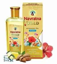 Usado, Aceite frío ayurvédico dorado Navratna, 200 ml uso para masaje con aceite capilar segunda mano  Embacar hacia Mexico