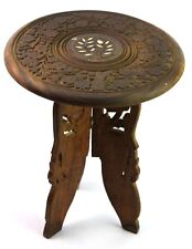 Mini mesa dobrável redonda indiana esculpida à mão em madeira – suporte para mesa de chá i71-237 EUA comprar usado  Enviando para Brazil