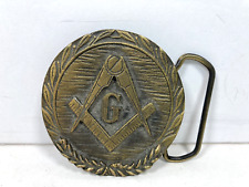 Masons BTS G-Rule Vintage Solid Brass Round Belt Buckle for sale  Shipping to South Africa