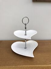 Used, Maxwell & Williams Heart Shaped White Ceramic 2 Tier Cake Plate Display Stand for sale  BURY ST. EDMUNDS