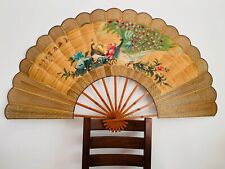 Ventilador antigo de madeira, palha decoração para casa chenese Japão feito à mão raro lindo 750 gr. comprar usado  Enviando para Brazil