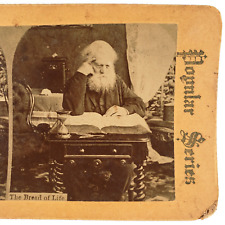 Old Man Reading Book Stereoview c1890 Beckers Table Model Stereoscope Card B1839, used for sale  Shipping to South Africa