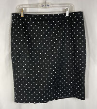 Liz Claiborne Black White Polka Dot Straight Skirt Size 14 Knee Length Retro til salg  Sendes til Denmark
