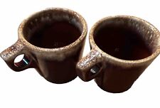 Used, Set Of 2 Hull Vintage Stoneware Pottery Brown Drip Glaze Oven Proof Coffee Mugs for sale  Shipping to South Africa
