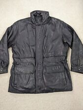 VINTAGE Brandini Leather Jacket Mens Large Black Long Coat Lined Biker Bomber L for sale  Shipping to South Africa