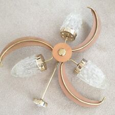 Vintage Mid Century Atomic Retro Teak Wood & Glass 3 Arm Ceiling Light Fitting for sale  Shipping to South Africa