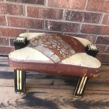 Used, VTG Egyptian Style Camel Saddle Leather Cushion Foot Stool Ottoman studded hair for sale  Shipping to Canada
