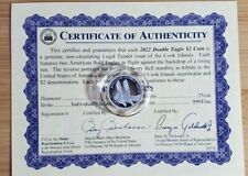 NUEVO 2022 1/4oz Islas Cook Doble Águila .999 Plata Fina Pura $2 Moneda Certificado de Autenticidad T2416 segunda mano  Embacar hacia Argentina