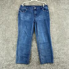Usado, Jeans feminino Chico's platina corte reto 2.5 REG azul cintura média enfeitado comprar usado  Enviando para Brazil