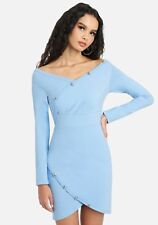 Mini vestido de malha Bebe fora do ombro botão pó azul M SKU: Salt1087 comprar usado  Enviando para Brazil