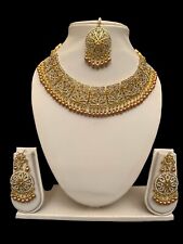 Asian Indian Pakistani Gold Plated Tikka Earrings Necklace Pendant Jewellers Set for sale  BARNSLEY