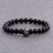 Used, Fashion Men's Bracelet 8mm Black Agate Stone Bracelets for sale  Shipping to South Africa