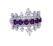 Princess Tiara Crown Ring Amethyst  S925 Sterling Silver Promise Ring Handmade for sale  Shipping to South Africa