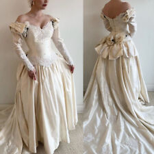 Vintage Satin Wedding Dresses Ruffles Princess Lace Off Shoulder Bridal Gowns for sale  Shipping to South Africa