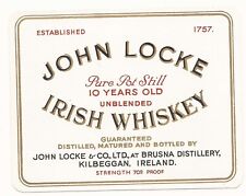 Etiqueta de uísque irlandês John Locke Brusna Killeggan sem mistura Westmeath Irlanda comprar usado  Enviando para Brazil