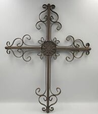 VTG  Iron Scroll Cross Heart & Scroll Wall Art Decor Brown for sale  Shipping to South Africa