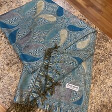 Bufanda envolvente de chal de seda PASHMINA DE COLECCIÓN 55% Pashmina 45% ~ azul ~ 74"X28"" ÚNICA segunda mano  Embacar hacia Argentina