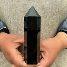 Natural Black Obsidian Obelisk Crystal Column Wand Point Healing Stone for sale  Shipping to Canada