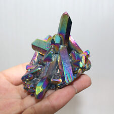 Rainbow Titane Druze Quartz Cristal Géode Gemme Minéral Pierre Roche Décor Reiki segunda mano  Embacar hacia Mexico