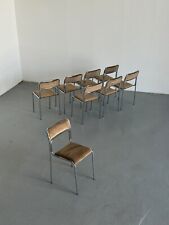 1 de 8 sillas de comedor Bauhaus cromo tubular de acero y terciopelo beige, años 80 Italia segunda mano  Embacar hacia Argentina