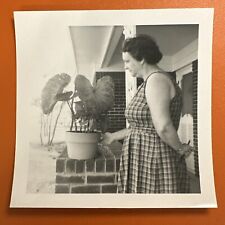 VINTAGE PHOTO 1956 Fat Woman With Large Potted Plant Original Snapshot for sale  Shipping to South Africa