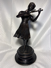 Estatueta de bronze menina com violino 9” x 4” x 4, usado comprar usado  Enviando para Brazil