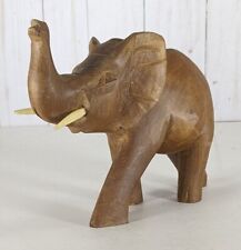 Handmade Hand Carved Solid Wooden Elephant With Tusks for sale  Shipping to South Africa