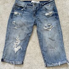 Bermuda jeans feminina Abercrombie & Fitch 2/26 desgastada leve comprar usado  Enviando para Brazil