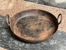 RARE OLD VINTAGE HANDMADE RUSTIC IRON KADAI / FRYING FRY PAN WOK KITCHENWARE. for sale  Shipping to South Africa