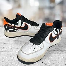 Nike Air Force One 1'07 LV8 Low White Black Orange Shoes #823511-104 Size 10.5, used for sale  Shipping to South Africa