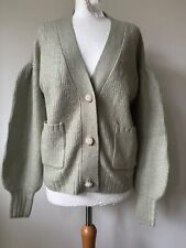 George Chunky Knit Cardigan V-Neck Blouson Sleeves Jewelled Button XS-XL  for sale  Shipping to South Africa