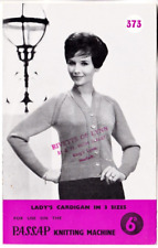Passap Machine Knitting Pattern 373 Cardigan 34-38" Lacy V Neck Vintage 1960s  for sale  Shipping to South Africa