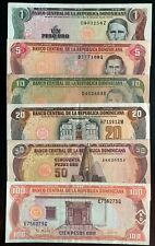 REPÚBLICA DOMINICANA  Lote 6 billetes de 1 a  100 Pesos Oro 1981-1998  BC a EBC+, usado segunda mano  Barcelona